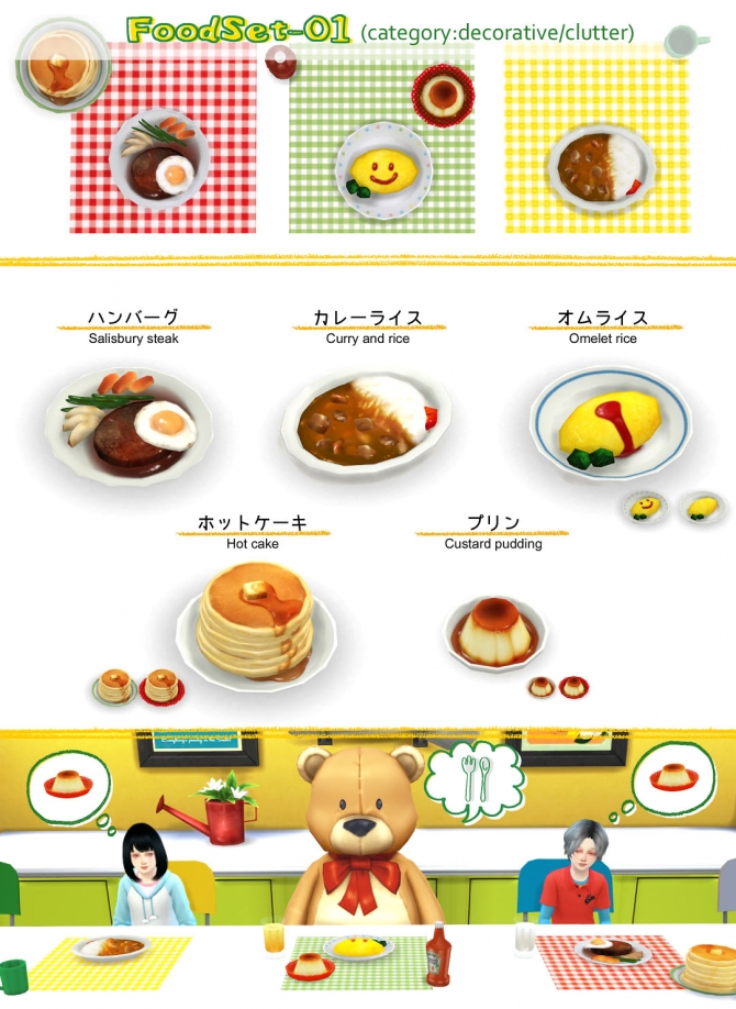 Food set 01 at Imadako » Sims 4 Updates