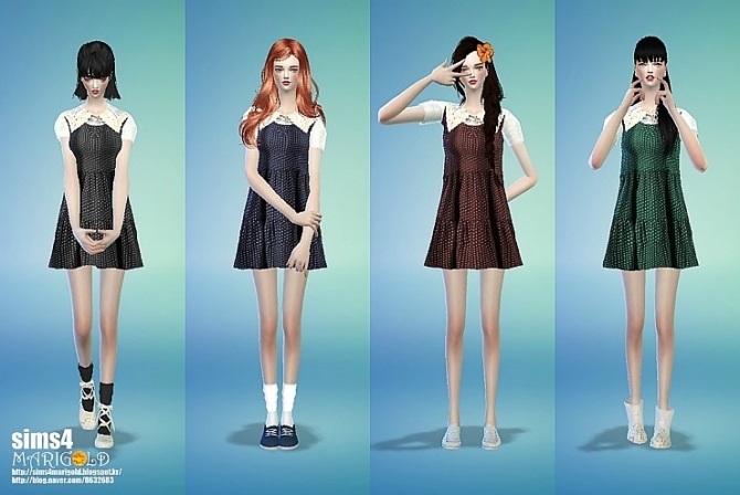 Blg collar dot onepiece at Marigold » Sims 4 Updates