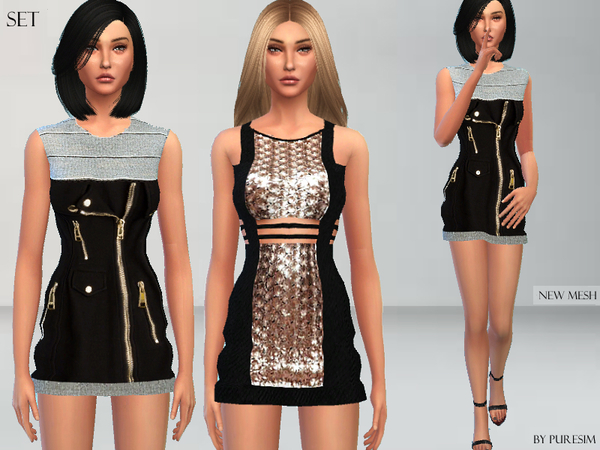 Sims 4 Glamorous Dresses Set by Puresim at TSR