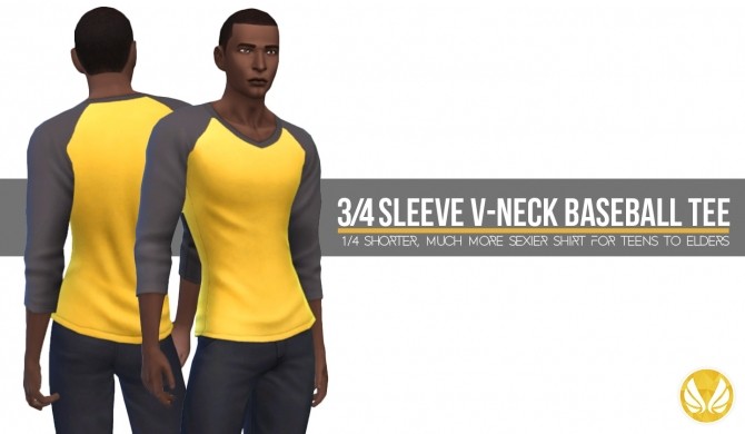 Sims 4 3/4 Sleeve V neck Baseball Tee at Simsational Designs