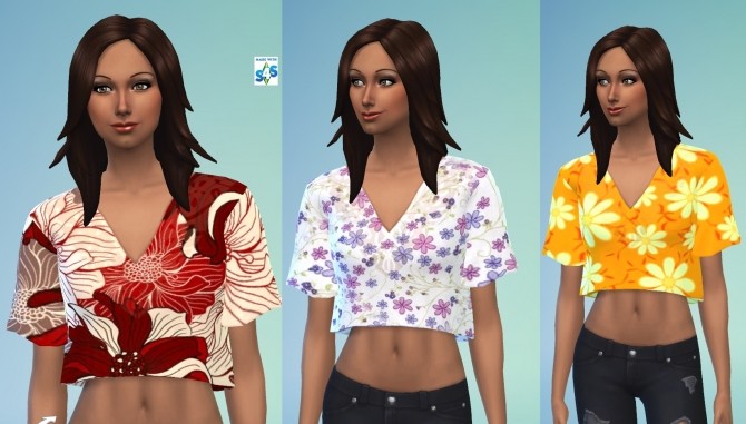 Sims 4 Sleeveless Flutter Top Set in 10 Floral Patterns by wendy35pearly at Mod The Sims
