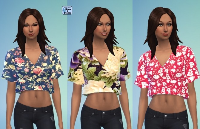 Sims 4 Sleeveless Flutter Top Set in 10 Floral Patterns by wendy35pearly at Mod The Sims