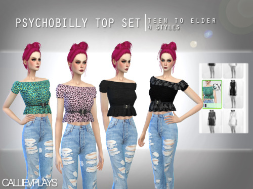 Sims 4 Psychobilly top set at CallieV Plays