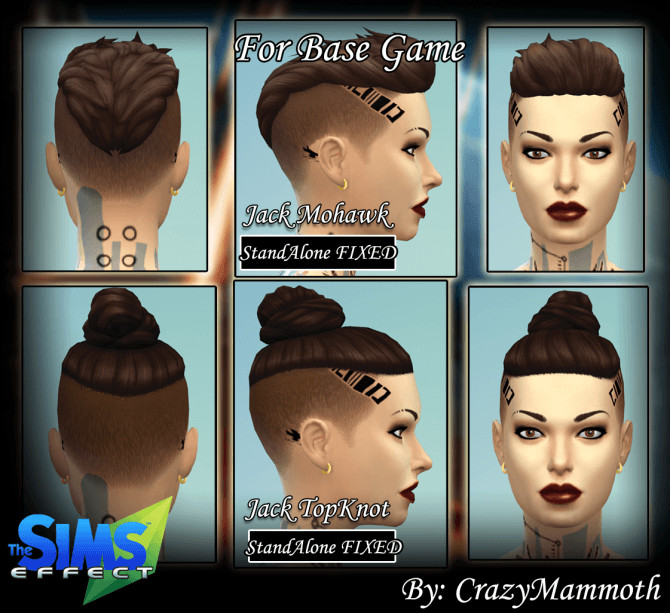 Sims 4 Jack Mohawk and TopKnot basegame at Crazy Mammoth