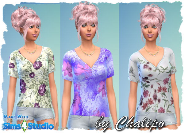 Sims 4 Three Blouses by Chalipo at All 4 Sims