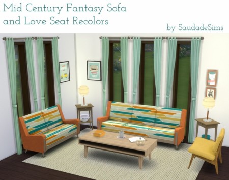Mid Century Fantasy Sofa and Love Seat Recolors at Saudade Sims