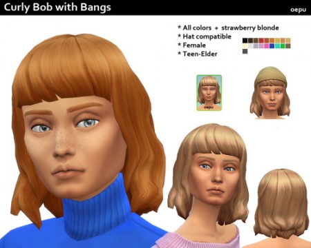 Curly Bob with Bangs at Oepu Sims 4