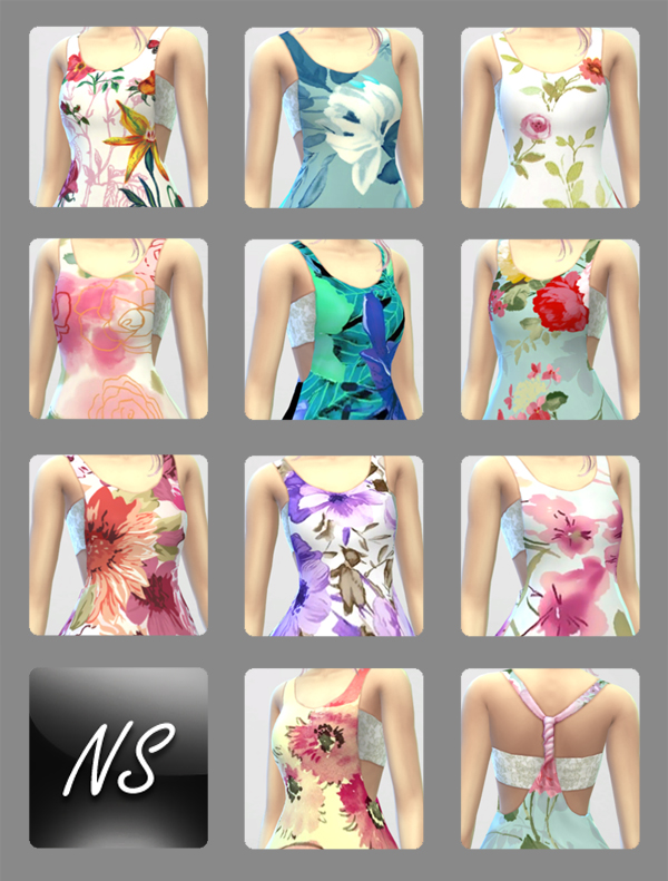 Sims 4 Floral patterned GTW Tank with the Bandeau at Nolan Sims