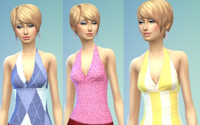 Sims 4 Female Halter Top in 10 Geometric Patterns by wendy35pearly at Mod The Sims