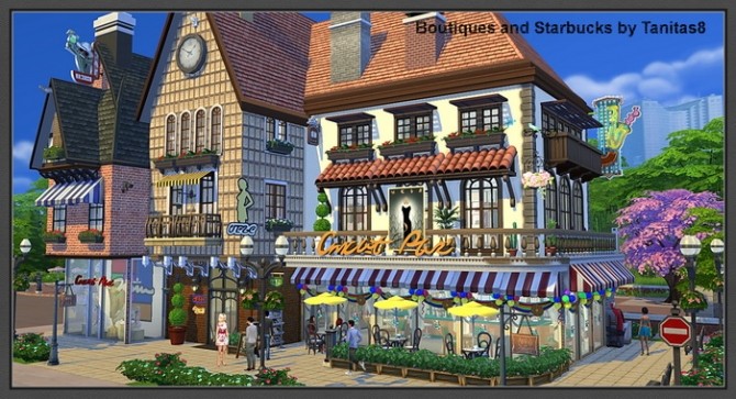 Sims 4 Boutiques and Starbucks at Tanitas8 Sims