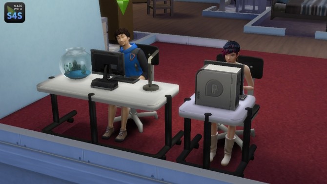 Sims 4 C desks Normal and one tile version by necrodog at Mod The Sims