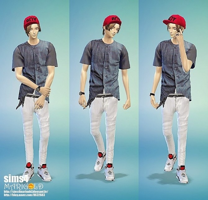 Sims 4 Boxy T shirts baseball version at Marigold