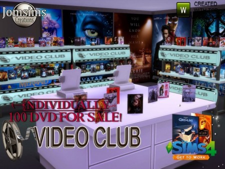 Video club, 100 DVDs, shelf, sign and posters at Jomsims Creations