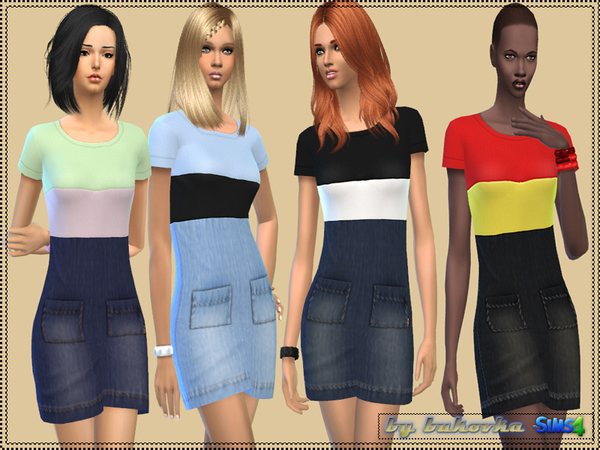 Sims 4 Dress Denim Strips by bukovka at TSR