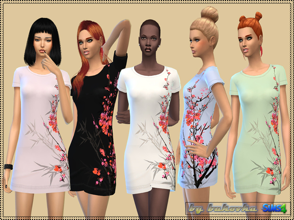 Sims 4 Dress Sakura by bukovka at TSR