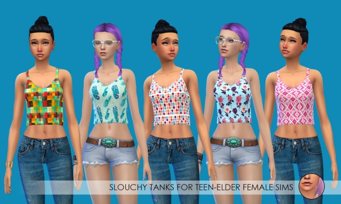 Tube tops and slouchy tanks at Erica Loves Sims » Sims 4 Updates