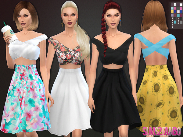 Sims 4 42Spring set top and skirt by sims2fanbg at TSR