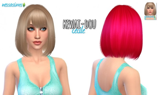 Sims 4 Kewai Dou Cecile hair retexture at Nessa Sims