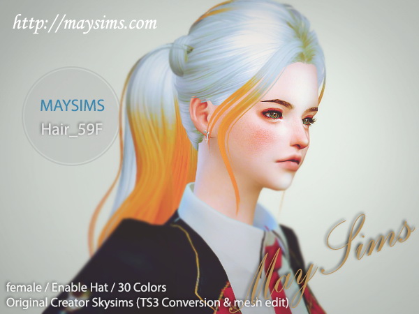 Sims 4 ELA Hair 09F modify (Skysims) at May Sims