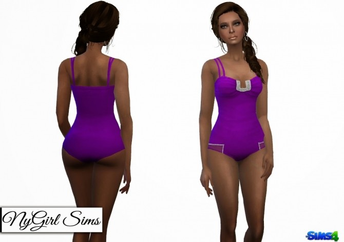 Sims 4 Double Strap Jeweled Swimsuit at NyGirl Sims