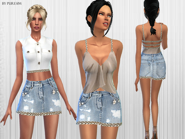 Sims 4 Soft Denim Dresses by Puresim at TSR