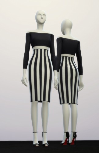 Basic high waist H line pencil dress stripe pattern at Rusty Nail ...