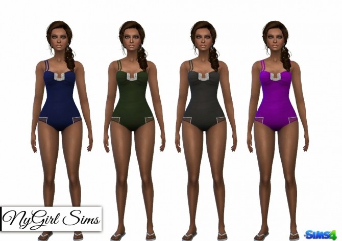 Sims 4 Double Strap Jeweled Swimsuit at NyGirl Sims