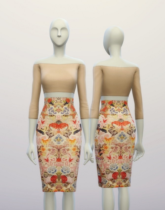 Sims 4 Basic high waist H line pencil dress designer pattern at Rusty Nail