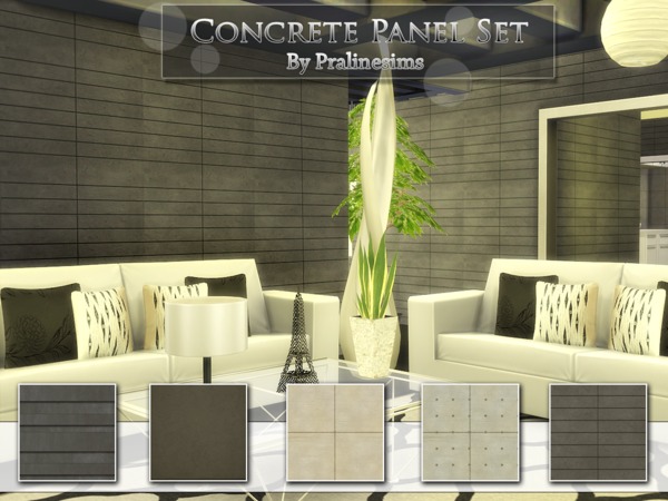 Sims 4 Concrete Panel Set by Pralinesims at TSR