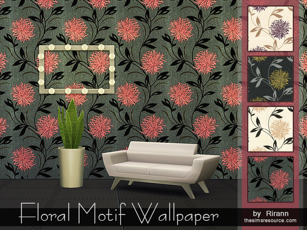 Sims 4 Floral Motif Wallpaper by Rirann at TSR