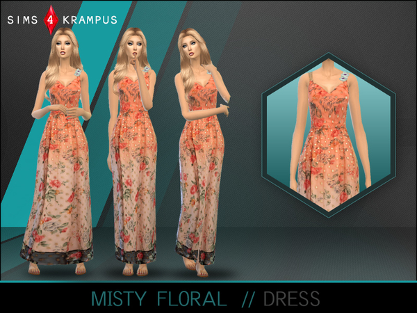 Sims 4 Misty Floral Dress by SIms4Krampus at TSR