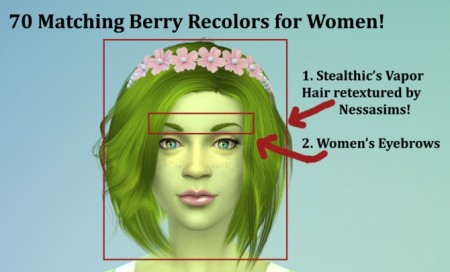 70 Matching Berry Recolors for Women! (Hair/Eyebrows) at The Simsperience