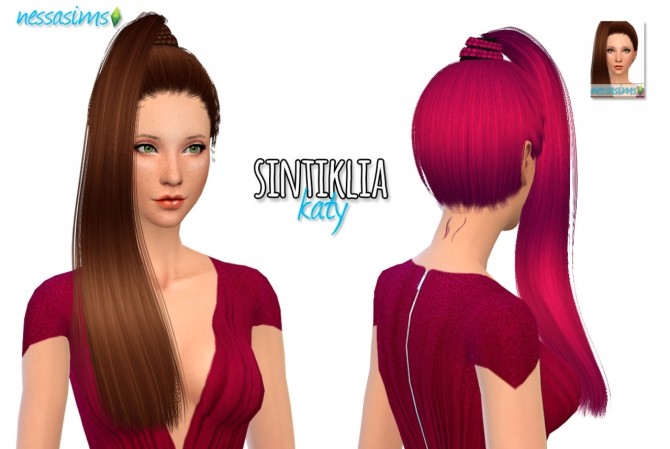 Sims 4 Sintiklia Katy hair retexture at Nessa Sims