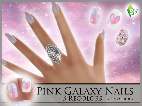 Sims 4 Pink Galaxy Nails by SimFabulous2 at TSR