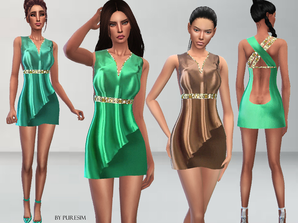 Sims 4 Silk Dress by Puresim at TSR