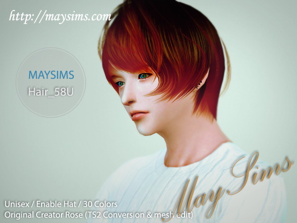Sims 4 Hair 58U (Rose) at May Sims