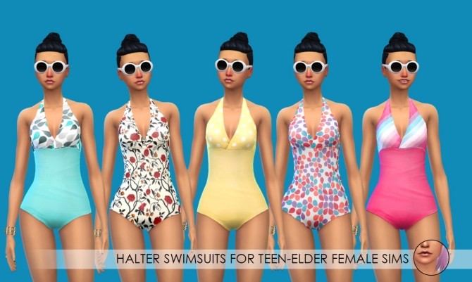 Sims 4 Collar Sweaters, Halter Swimsuits and Flutter Dresses at Erica Loves Sims
