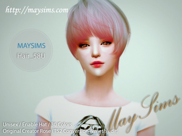 Sims 4 Hair 58U (Rose) at May Sims