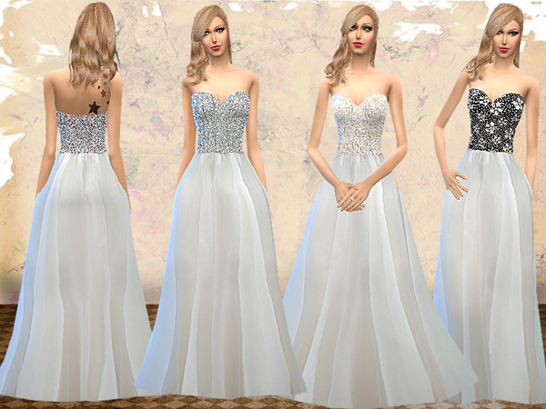 Sims 4 Strapless Wedding Dresses by melisa inci at TSR