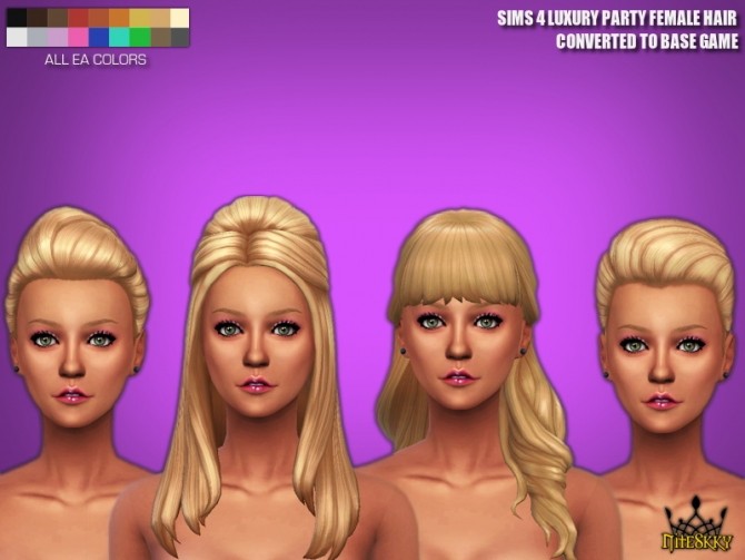 Sims 4 SIMS 4 LUXURY PARTY ALL FEMALE HAIR CONVERTED TO BASE GAME at NiteSkky Sims