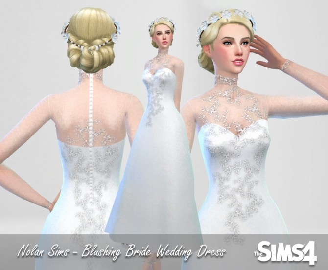 Sims 4 Blushing bride wedding dress at Nolan Sims