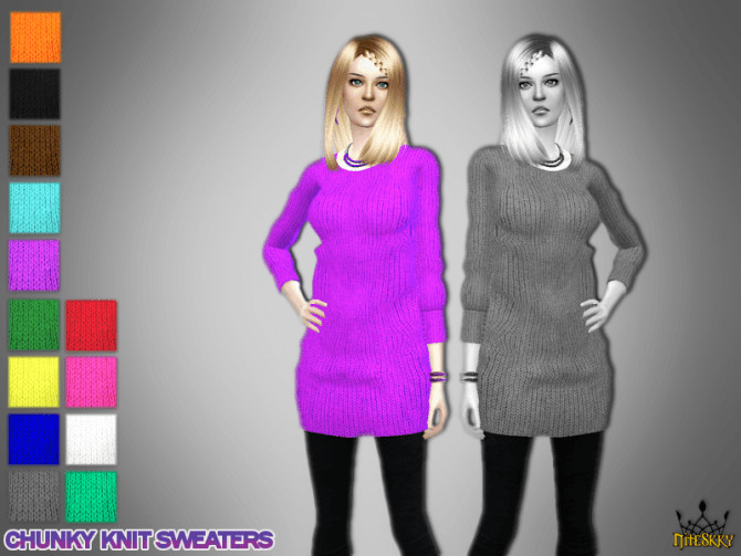 Chunky knit sweaters at NiteSkky Sims » Sims 4 Updates