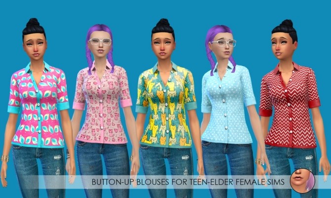 Sims 4 Button Up Blouses and t shirts at Erica Loves Sims