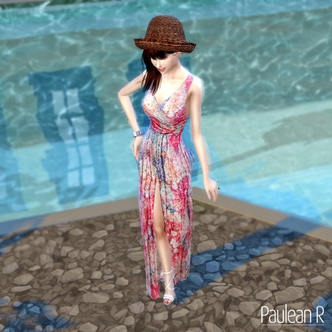 Sims 4 Chiffon Long Dress at Paulean R
