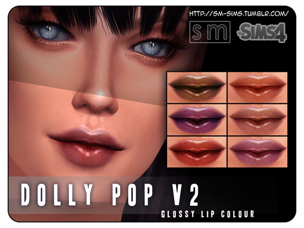 Sims 4 Dolly Pop V2 High Shine Lip Colour by Screaming Mustard at TSR
