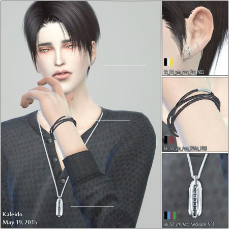 Earrings, bracelet and necklace by Kaleido at KK Sims