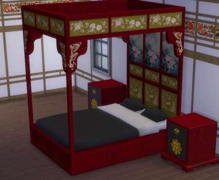 Asian Bed Frame by lexiconluthor at Mod The Sims