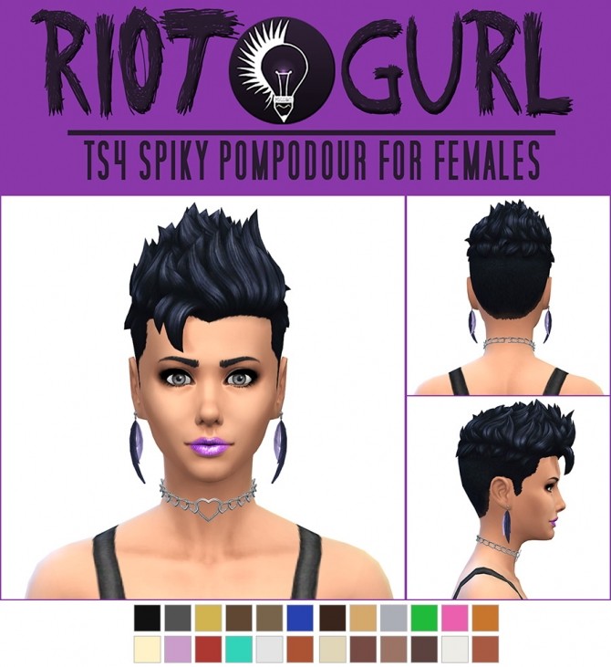 Sims 4 Spiky Pompadour hair F at Jorgha Haq