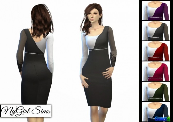 Sims 4 Sheer Sleeve Pencil Dress at NyGirl Sims