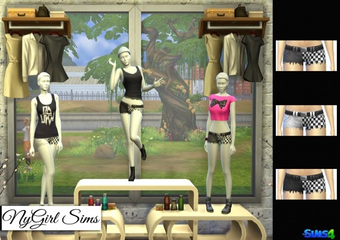 Sims 4 Checkered Split Leg Fray Shorts at NyGirl Sims
